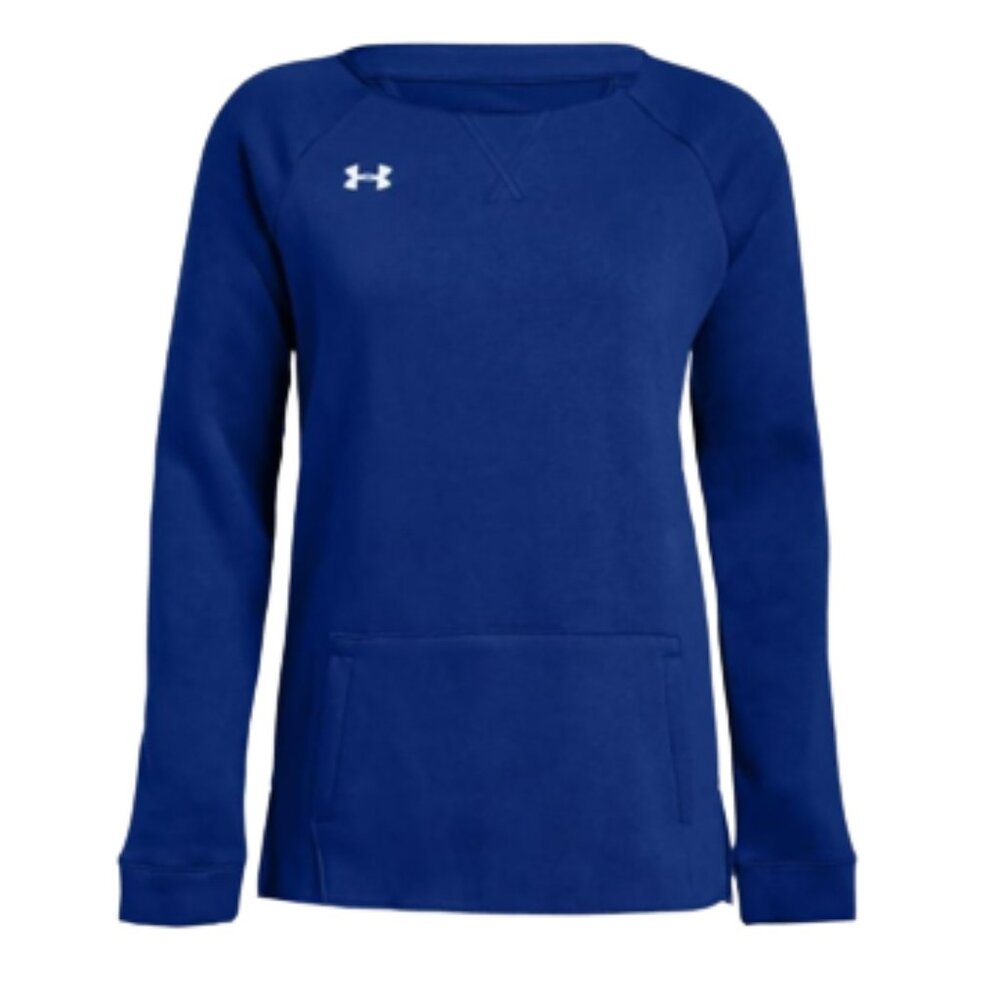Women's Under Armour Royal Blue Hustle Fleece Cut-Off Crewneck Sweatshirt